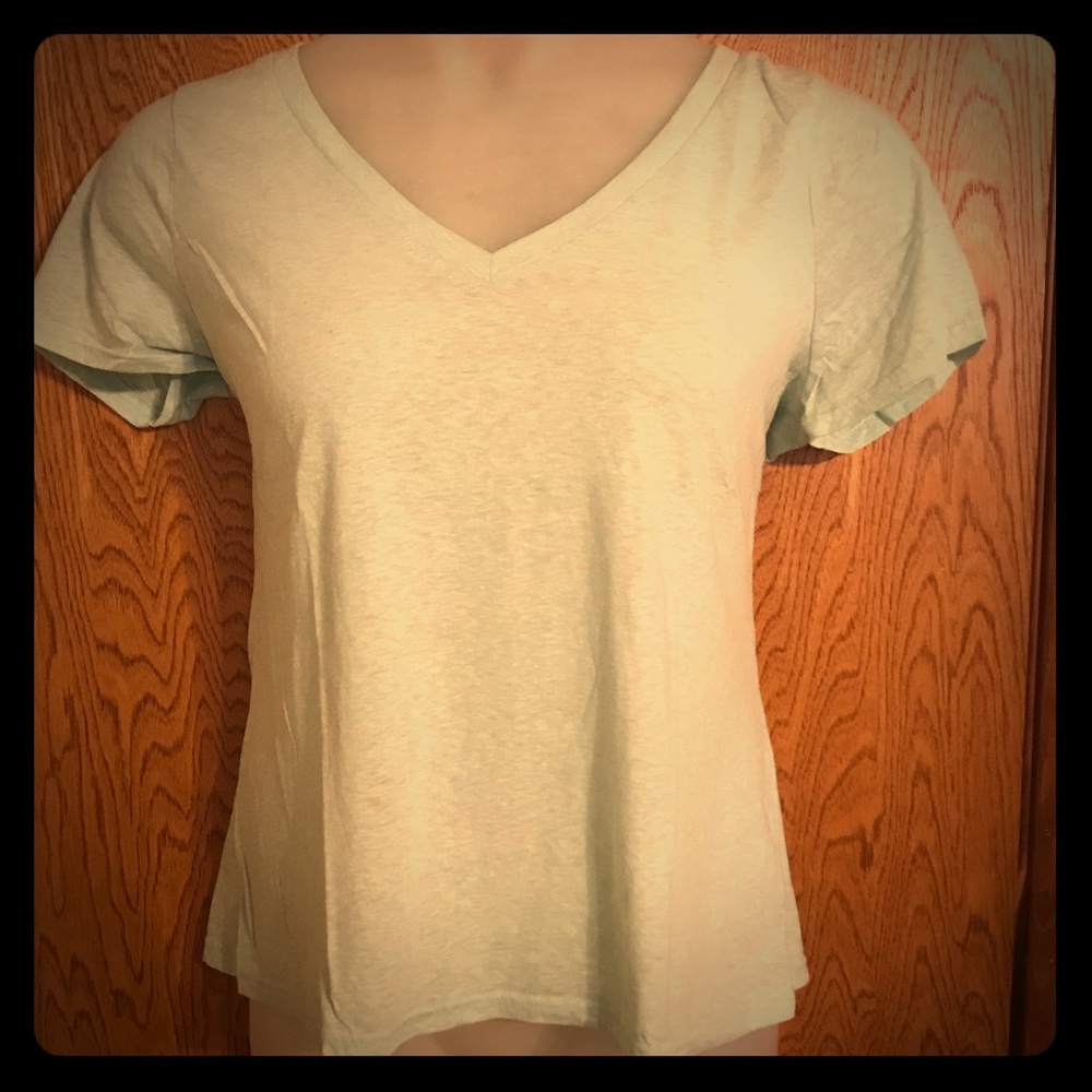 Pale Heathered Aqua Mint V-neck Tee Shirt XXL